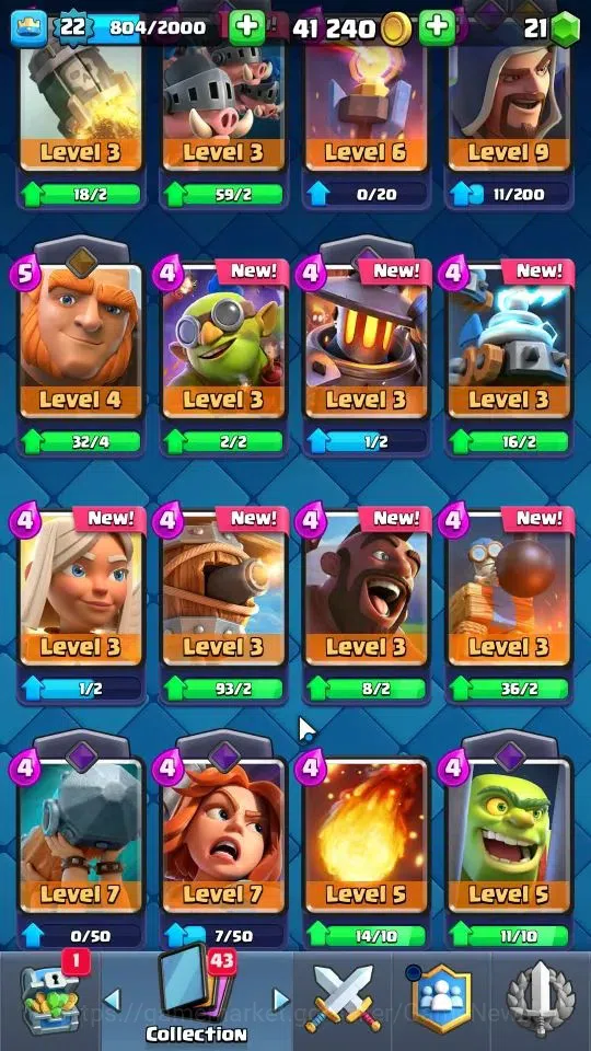 Clash Royale Accounts Lv 22|Trophy 4212|KTL 9|Limited Skin|Card 72|1 Her image 7