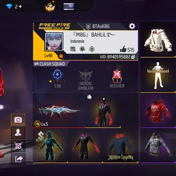 Free Fire Accounts BUNDLE SUPER VOID - EVO GUN LV 5 OTW MAX - BUNDLE JERSEY BRAZIL PILDUN