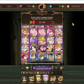 The Seven Deadly Sins: Grand Cross Accounts Endgame GLOBAL|2,2M CC|30 LS|3 LR 11 UR|P