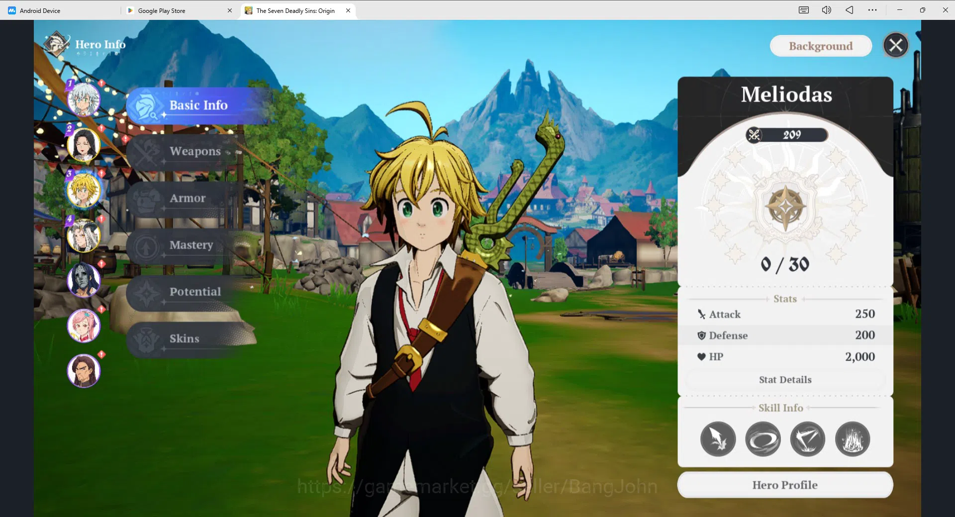 The Seven Deadly Sins: Origin Accounts America-East | Lv2 Starter | 3 SSR Meliodas , Drake, Gulia + SSR Selector ticket 5