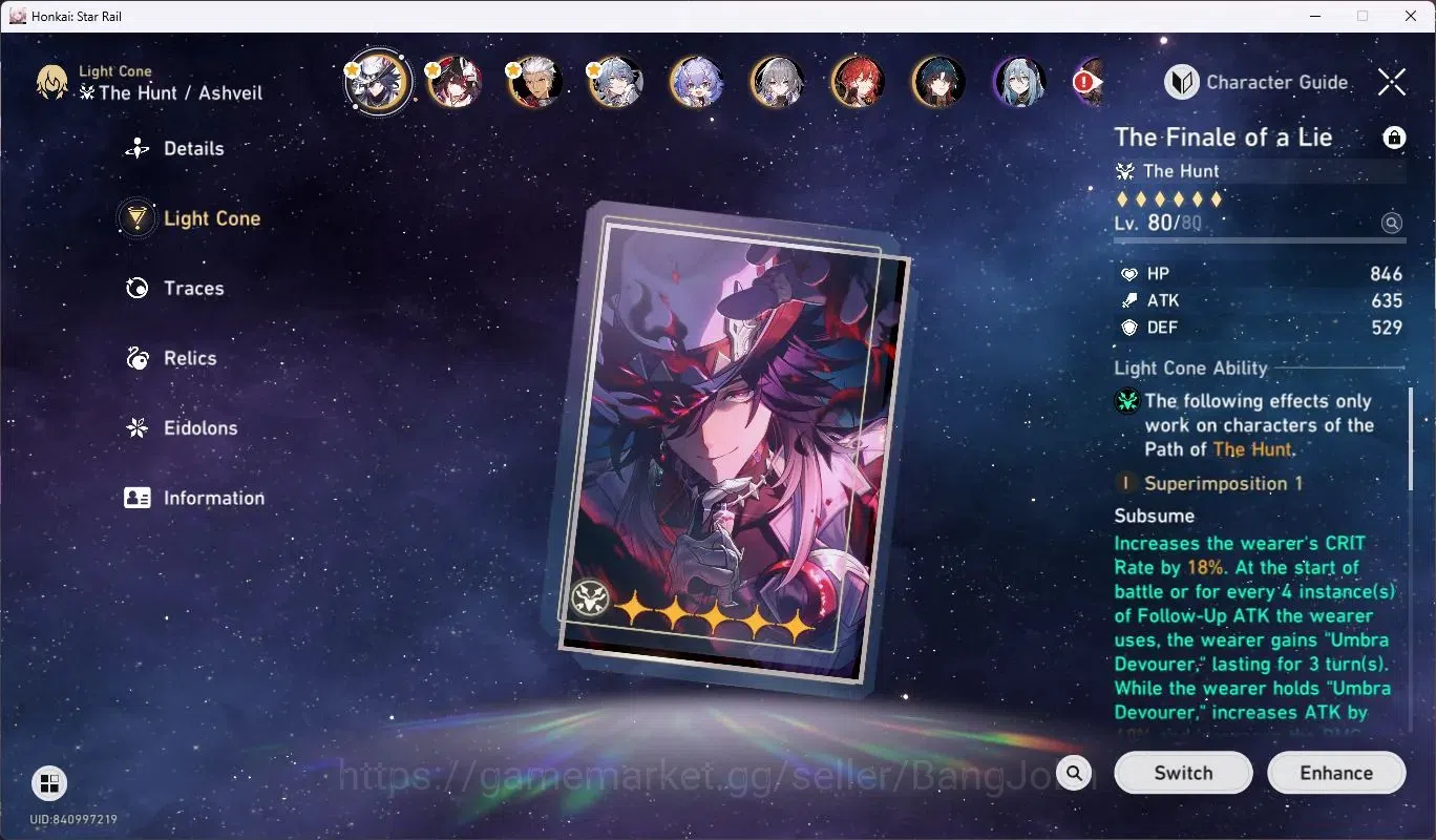 Honkai Star Rail Accounts ASIA|TL 66|11 Limited [SilverWolfE2,Yao Guang,Ashv image 7