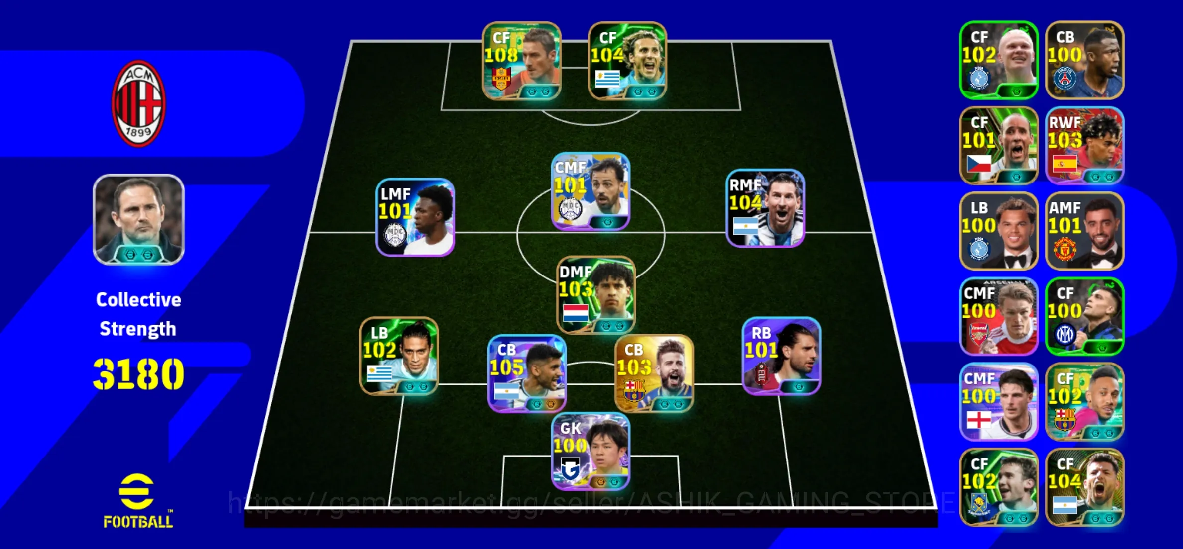 eFootball Accounts Legends & Iconic Players eFootball Dream Team | 180 Collective Strength | 102+ Rated Players | Messi 1