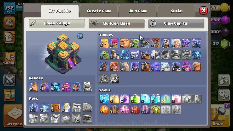Clash of Clans Accounts LV 152|TH 14-BH 8|HH 8|Limited Skin|BK 75,AQ 75,GW image 4