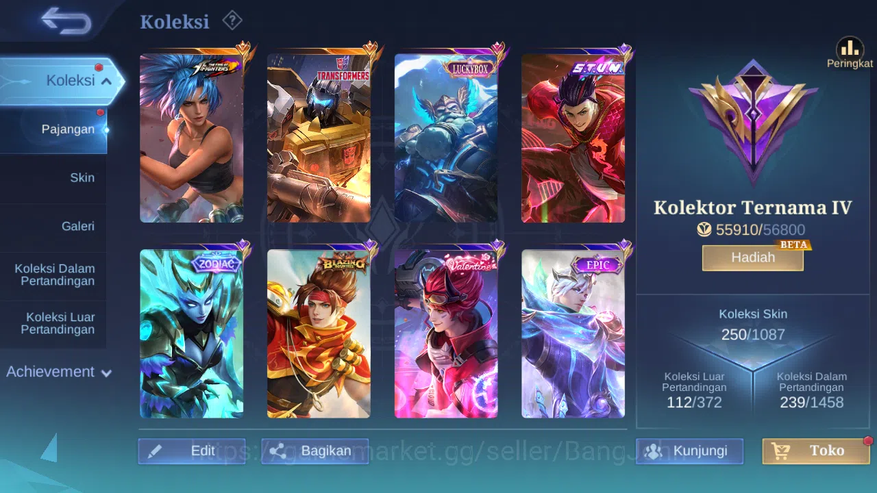 Mobile Legends: Bang Bang Accounts Hero 132 Skin 250 | Stunt Chou | Zodiac Selena | L image 12