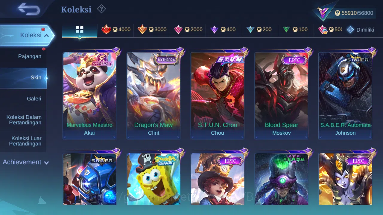 Mobile Legends: Bang Bang Accounts Hero 132 Skin 250 | Stunt Chou | Zodiac Selena | L image 4