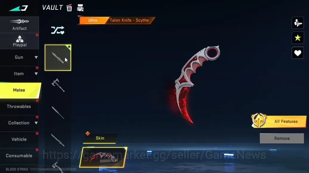 Blood Strike Accounts Collab Skin ASIA|Meele Ultra Talon Knife Scythe|Collab AOT M4A1 Battle of Faith|Ultra Galil Knight,MP7 1