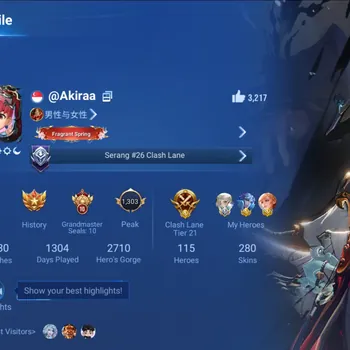 Honor of Kings Accounts Rare Skin Global|280S|FLAWLESS: Li Xin,Arli|MYTH: Kongming|Preci: Marco|JJK: Kongming|Ultraman
