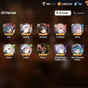 Epic Seven Accounts Others Global|Unverif|3ML (Notos,D.P.Aria,S.P.Politia)|Theater+PoH+Bless ON|Stove(ES896Z)
