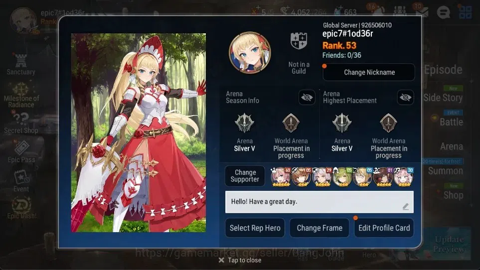 Epic Seven Accounts High-End Global Unverif | 5 ML (NM Luna,SB Aramintha,AVildred,Etc.) | PoH+Bless ON | SS 663 | Stigma 1