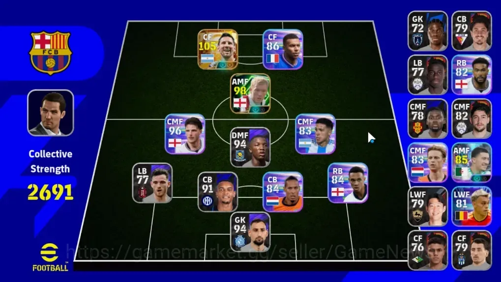 eFootball Accounts Legends & Iconic Players Android|Power 2691|Big Time Lionel Messi 15 Jul'26|Epic Paul Scholes,Show Time 1