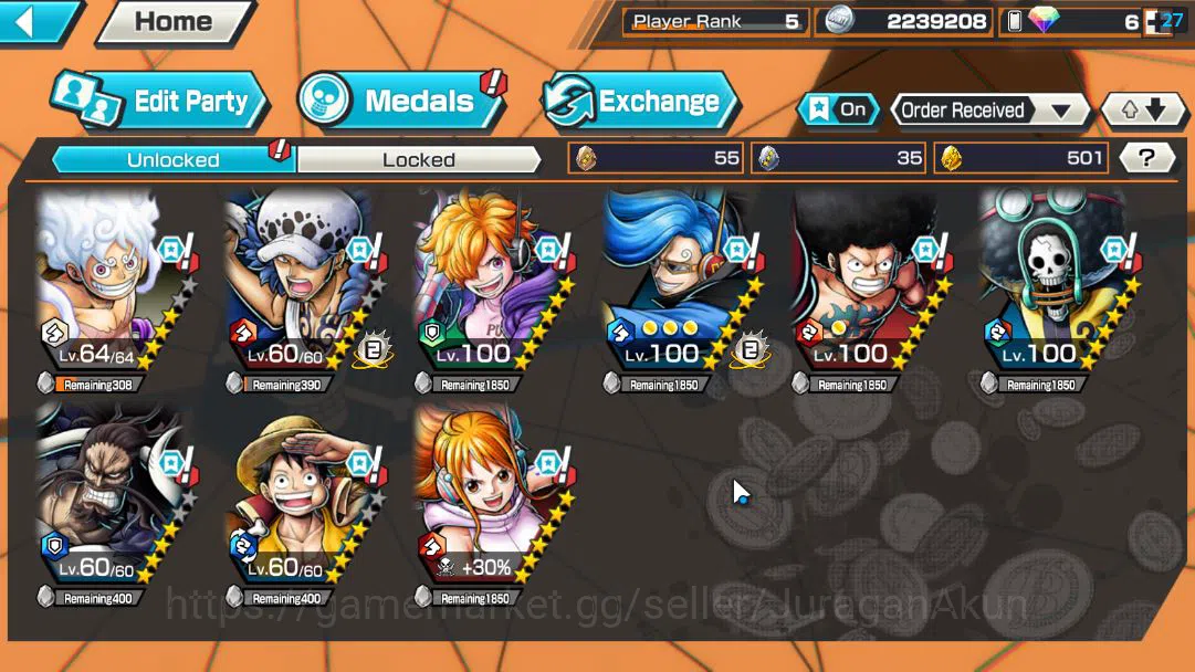 One Piece Bounty Rush Accounts Global |4 EX META|4Emperor Monkey D.Luffy, MWD Luf image 3