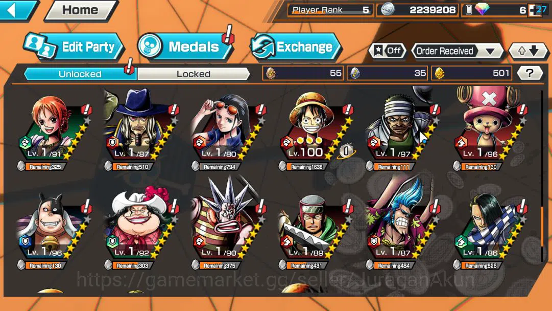 One Piece Bounty Rush Accounts Global |4 EX META|4Emperor Monkey D.Luffy, MWD Luf image 7