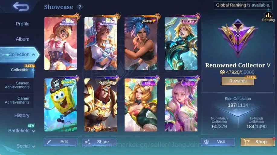 Mobile Legends: Bang Bang Accounts Global|Skin 197|Renowned|KOF Karina,Sanrio Angela+ image 2