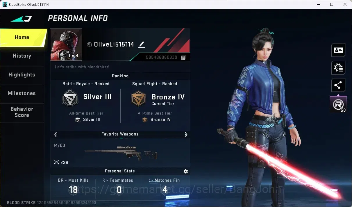 Blood Strike Accounts ASIA | 1 ULTRA MELEE: Lightblade - Dark Force|1 Le image 1