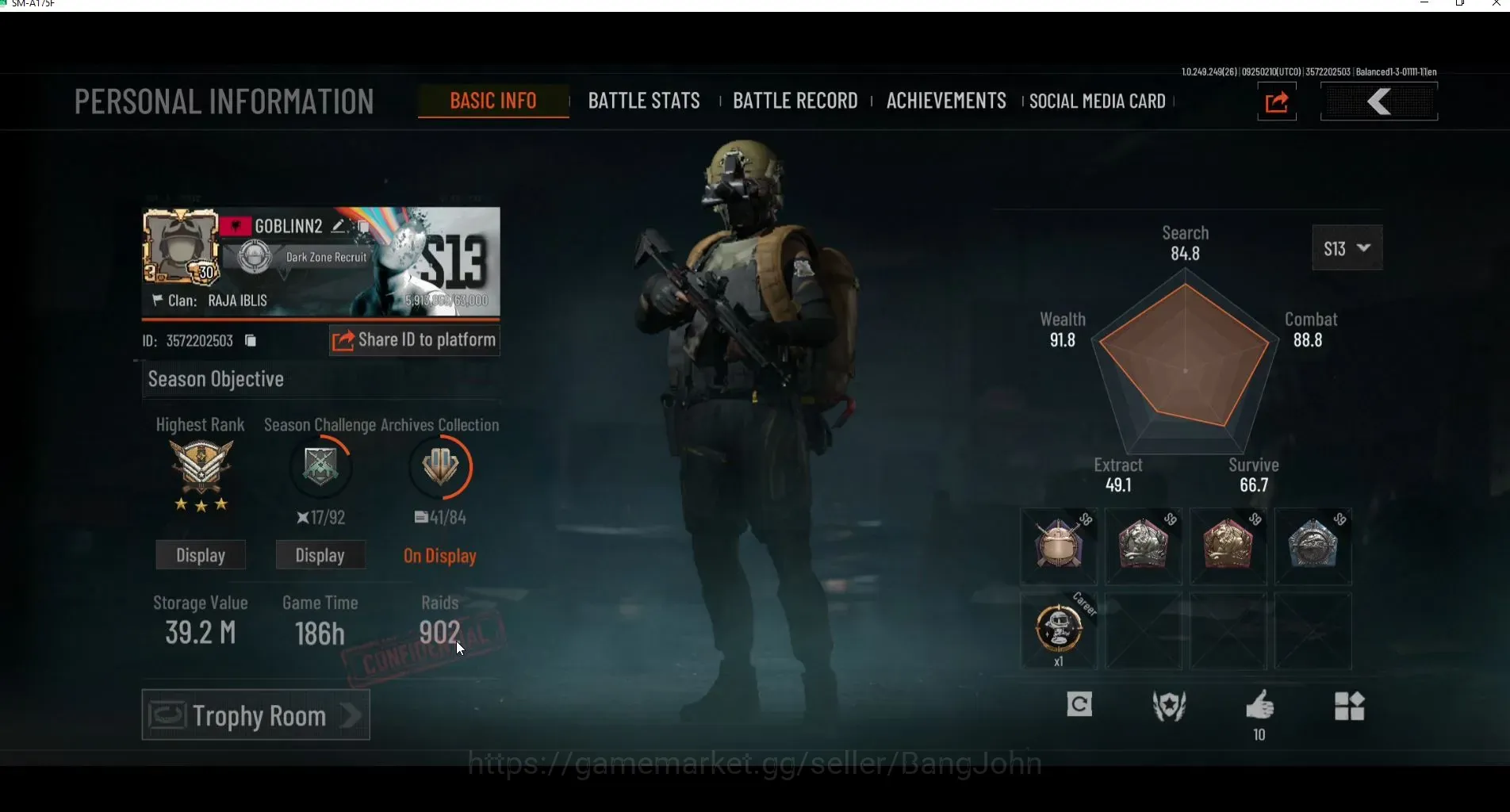 Arena Breakout Accounts High Value Mobile | LV 30 | SV 39,2M | CV 22,2M | P AKM,TB M4A1,Eye FAL,SS MDR,FS SCAR-L | 1 Name 1