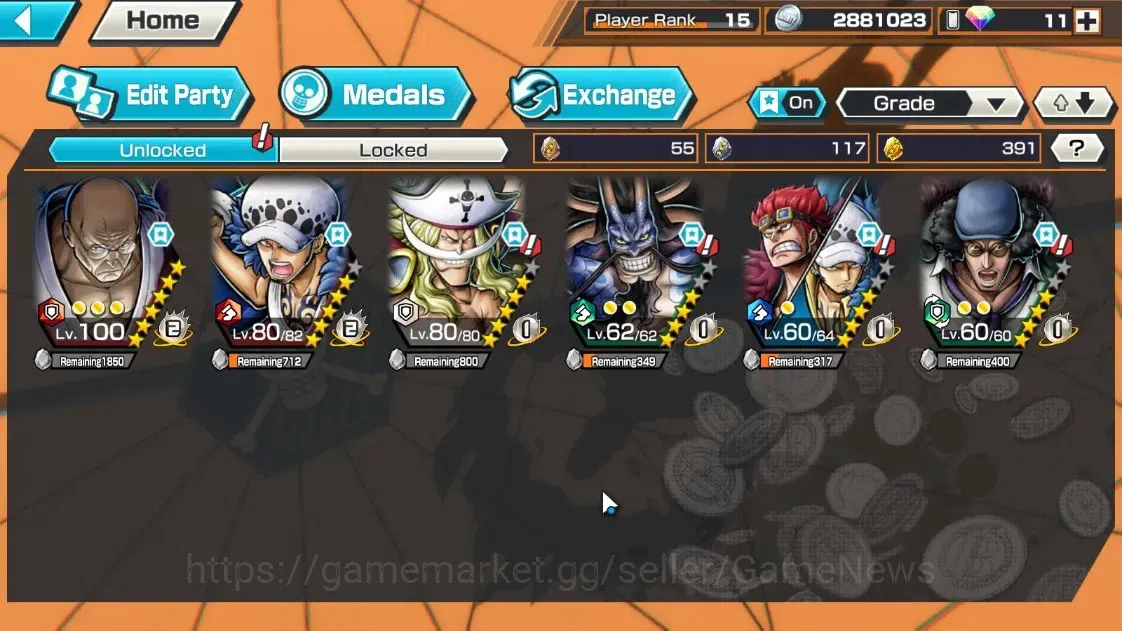 One Piece Bounty Rush Accounts Global|6 EX|T5E St.Ethanbaron V.Nusjuro,WI Trafalg image 5