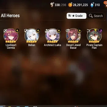 Epic Seven Accounts Mid-Tier Global Unverif|5ML (Belian, A.Laika, P.C.Flan, Nahkwol, Rinak)|PoH+Bless ON|Stigma
