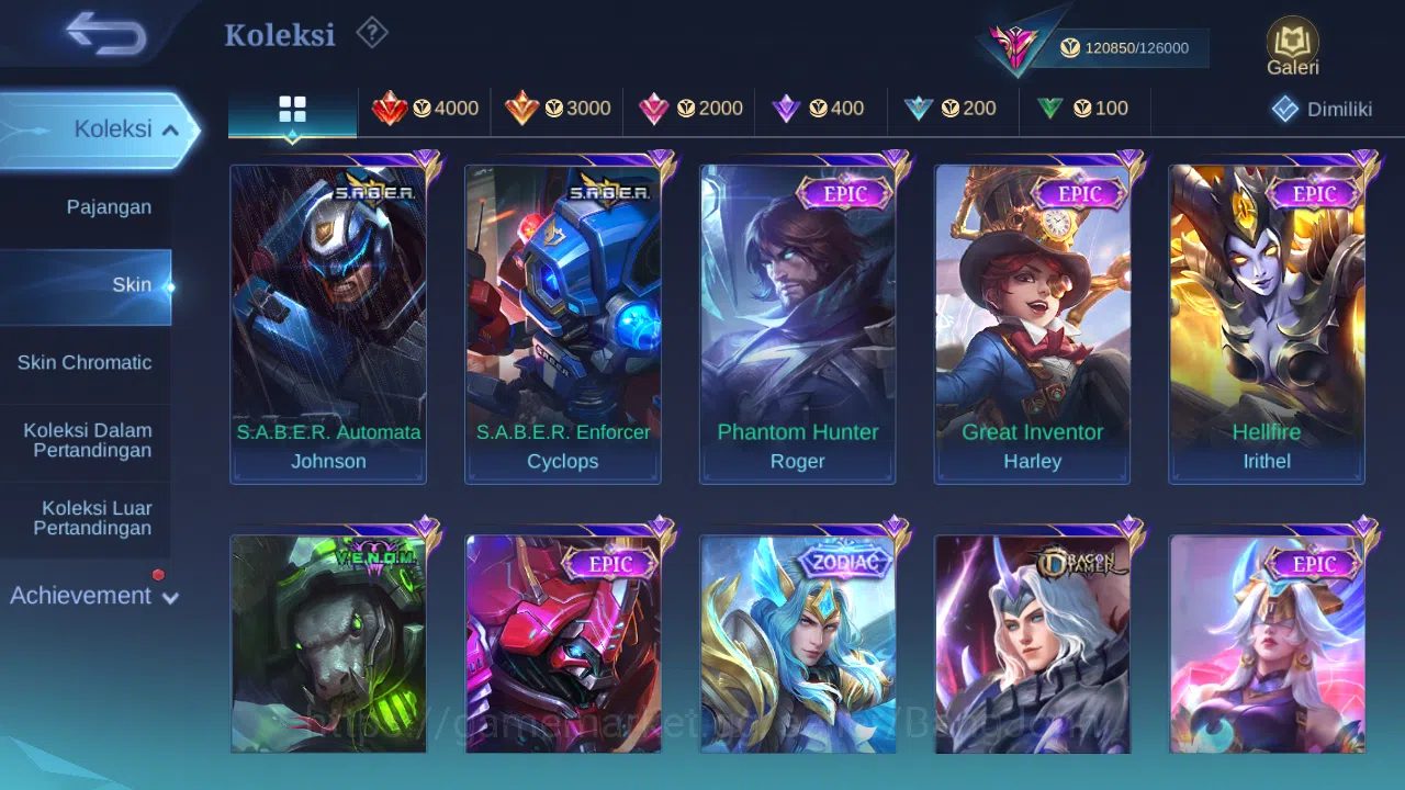 Mobile Legends: Bang Bang Accounts Others Hero 125 Skin 334 | Legend Gusion | KOF Chou, Guin | CC Ling | Aspirant Fanny 10