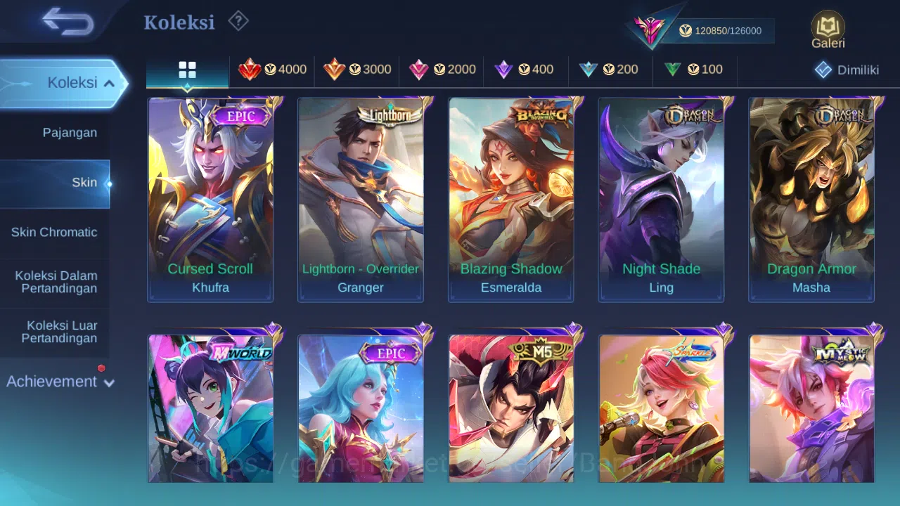 Mobile Legends: Bang Bang Accounts Others Hero 125 Skin 334 | Legend Gusion | KOF Chou, Guin | CC Ling | Aspirant Fanny 12