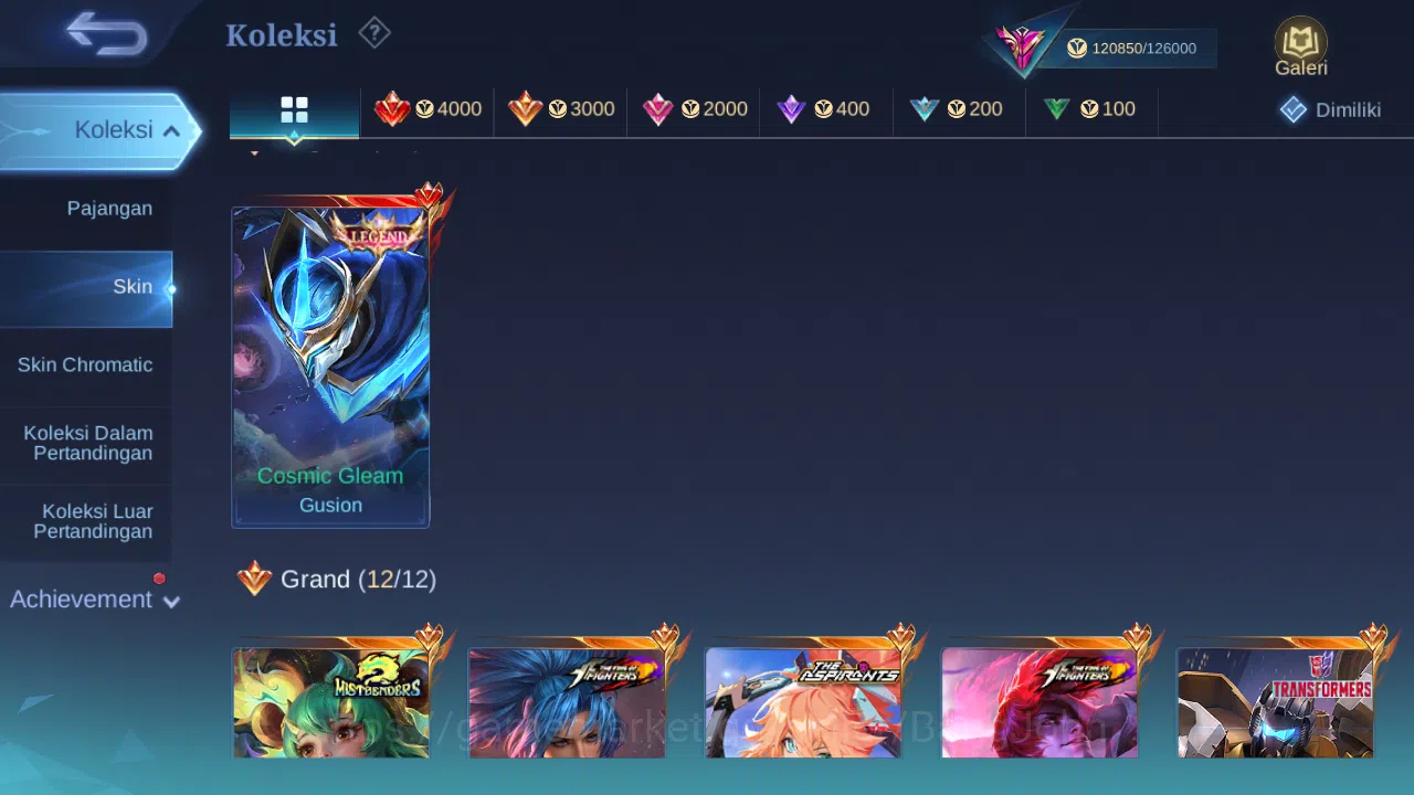 Mobile Legends: Bang Bang Accounts Others Hero 125 Skin 334 | Legend Gusion | KOF Chou, Guin | CC Ling | Aspirant Fanny 2