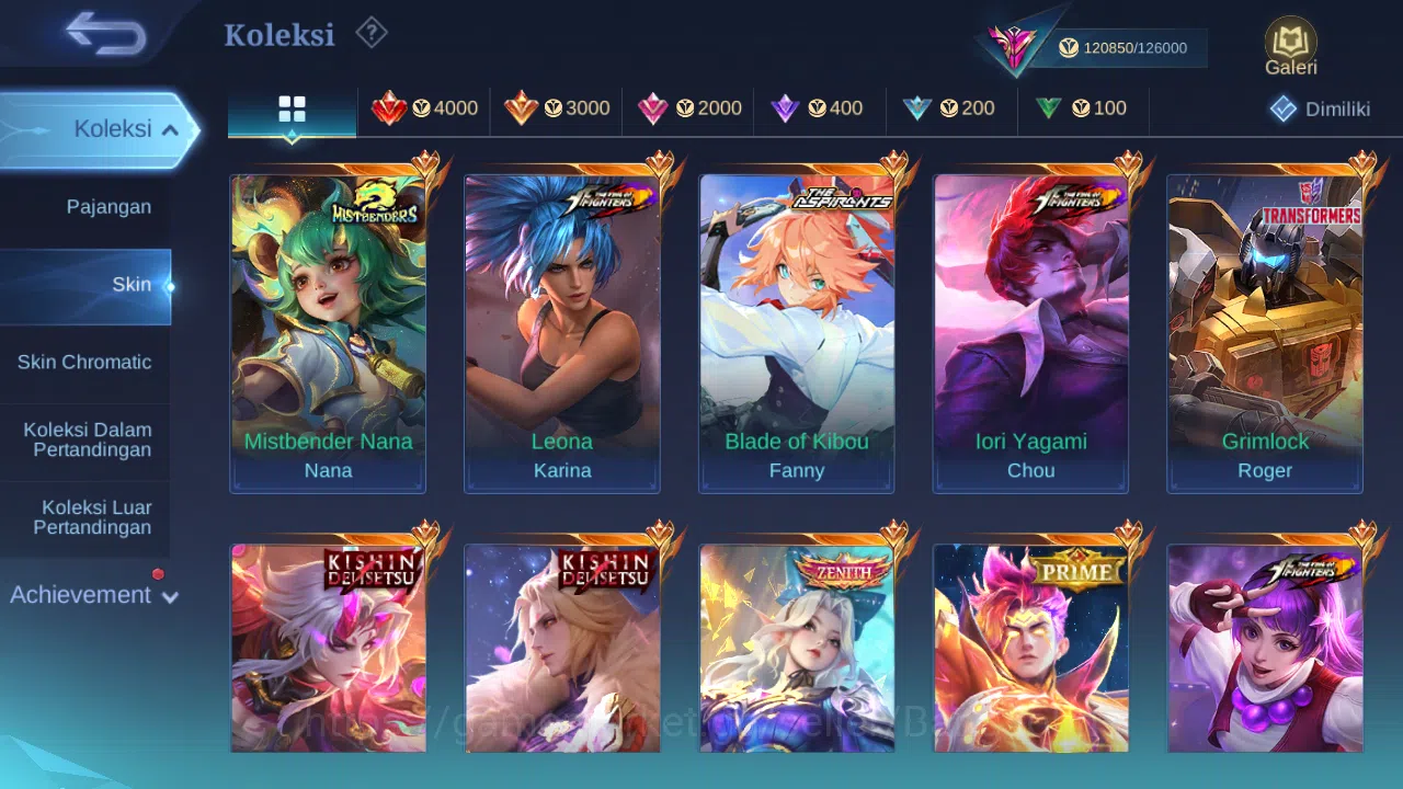 Mobile Legends: Bang Bang Accounts Others Hero 125 Skin 334 | Legend Gusion | KOF Chou, Guin | CC Ling | Aspirant Fanny 3