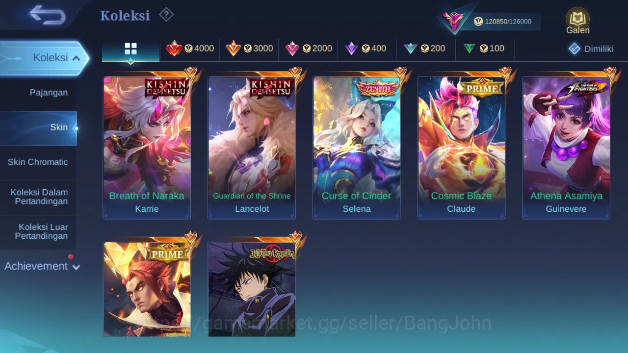Mobile Legends: Bang Bang Accounts Others Hero 125 Skin 334 | Legend Gusion | KOF Chou, Guin | CC Ling | Aspirant Fanny 4