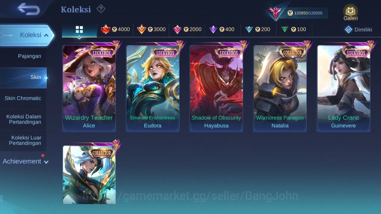 Mobile Legends: Bang Bang Accounts Others Hero 125 Skin 334 | Legend Gusion | KOF Chou, Guin | CC Ling | Aspirant Fanny 6