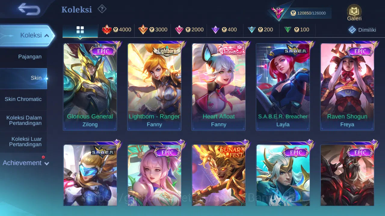 Mobile Legends: Bang Bang Accounts Others Hero 125 Skin 334 | Legend Gusion | KOF Chou, Guin | CC Ling | Aspirant Fanny 9