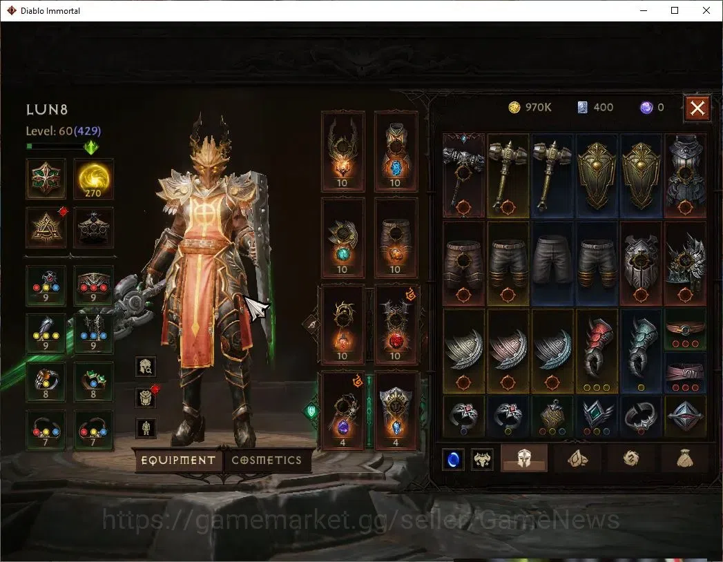 Diablo Immortal Accounts EU - Sescheron|CS ON|Lv60(429)|Crusader|CR 33k|Res image 5