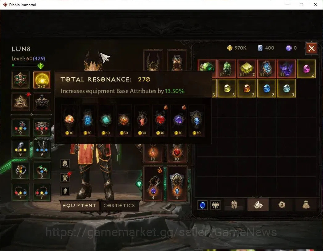 Diablo Immortal Accounts EU - Sescheron|CS ON|Lv60(429)|Crusader|CR 33k|Res image 6