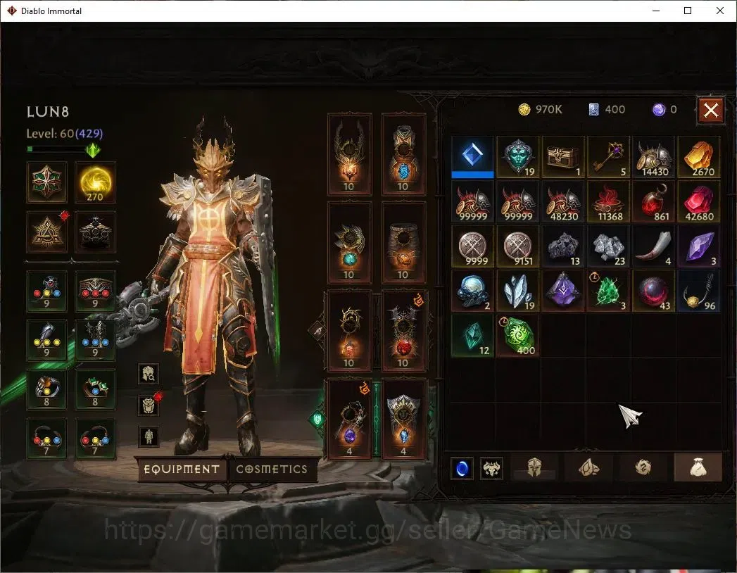 Diablo Immortal Accounts EU - Sescheron|CS ON|Lv60(429)|Crusader|CR 33k|Res image 8