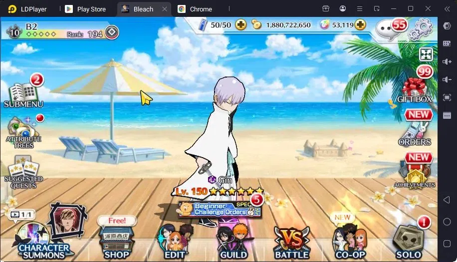 Bleach: Brave Souls Accounts Mid-Tier GLOBAL | 50K ORB+MidGame | Gin FierceBattle,Gremmy9TH,Rangiku Swimsuit,Zangetsu 1