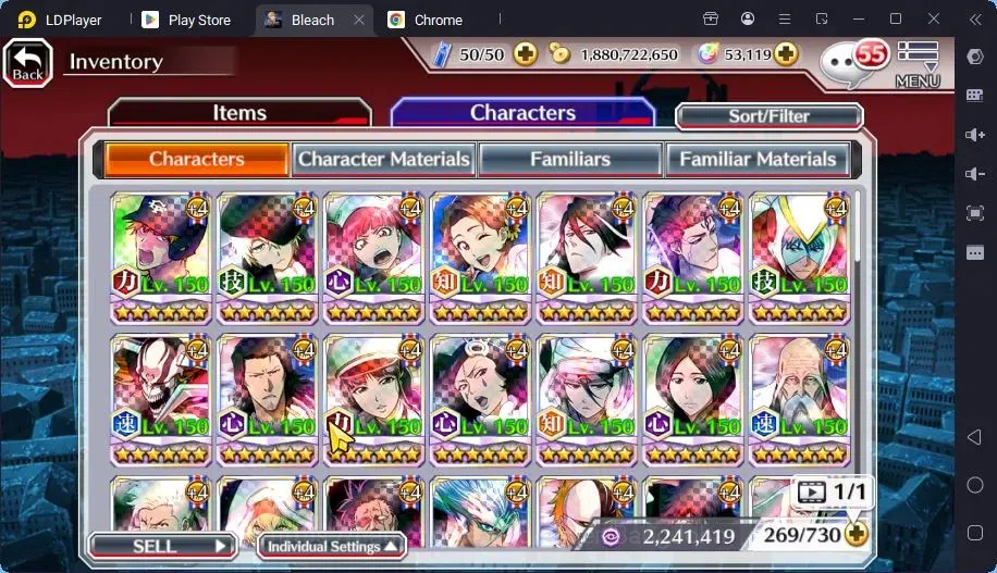 Bleach: Brave Souls Accounts Mid-Tier GLOBAL | 50K ORB+MidGame | Gin FierceBattle,Gremmy9TH,Rangiku Swimsuit,Zangetsu 13