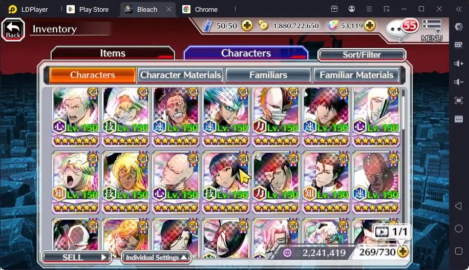 Bleach: Brave Souls Accounts Mid-Tier GLOBAL | 50K ORB+MidGame | Gin FierceBattle,Gremmy9TH,Rangiku Swimsuit,Zangetsu 14