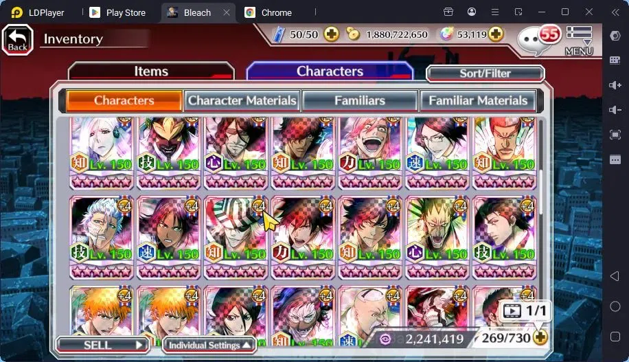 Bleach: Brave Souls Accounts Mid-Tier GLOBAL | 50K ORB+MidGame | Gin FierceBattle,Gremmy9TH,Rangiku Swimsuit,Zangetsu 19
