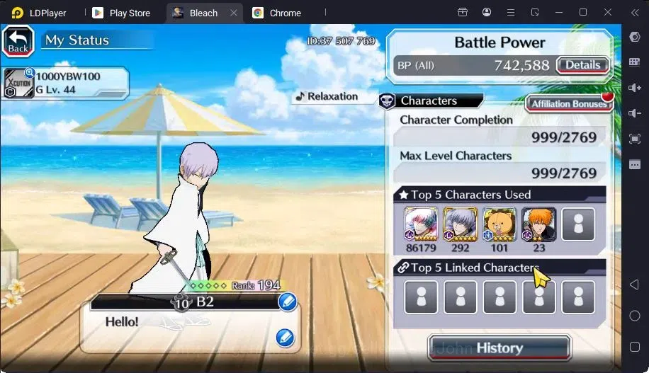 Bleach: Brave Souls Accounts Mid-Tier GLOBAL | 50K ORB+MidGame | Gin FierceBattle,Gremmy9TH,Rangiku Swimsuit,Zangetsu 3