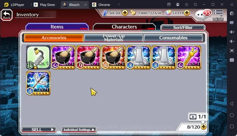 Bleach: Brave Souls Accounts Mid-Tier GLOBAL | 50K ORB+MidGame | Gin FierceBattle,Gremmy9TH,Rangiku Swimsuit,Zangetsu 9