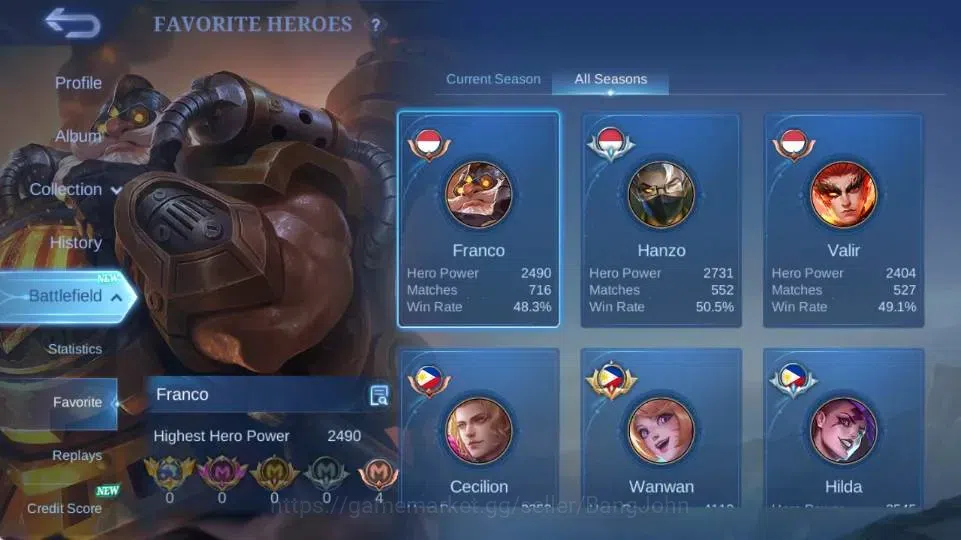 Mobile Legends: Bang Bang Accounts Global|Hero 132|Skin 265|Renowned|STAR Hayabusa+Le image 13