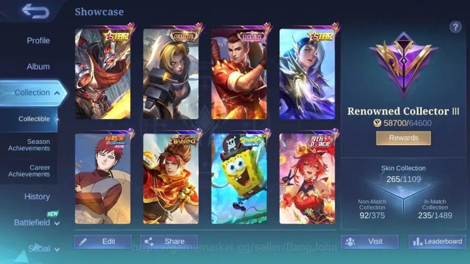 Mobile Legends: Bang Bang Accounts Global|Hero 132|Skin 265|Renowned|STAR Hayabusa+Le image 15