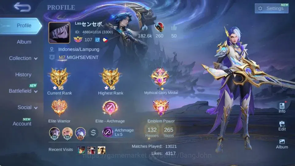 Mobile Legends: Bang Bang Accounts Global|Hero 132|Skin 265|Renowned|STAR Hayabusa+Le image 16