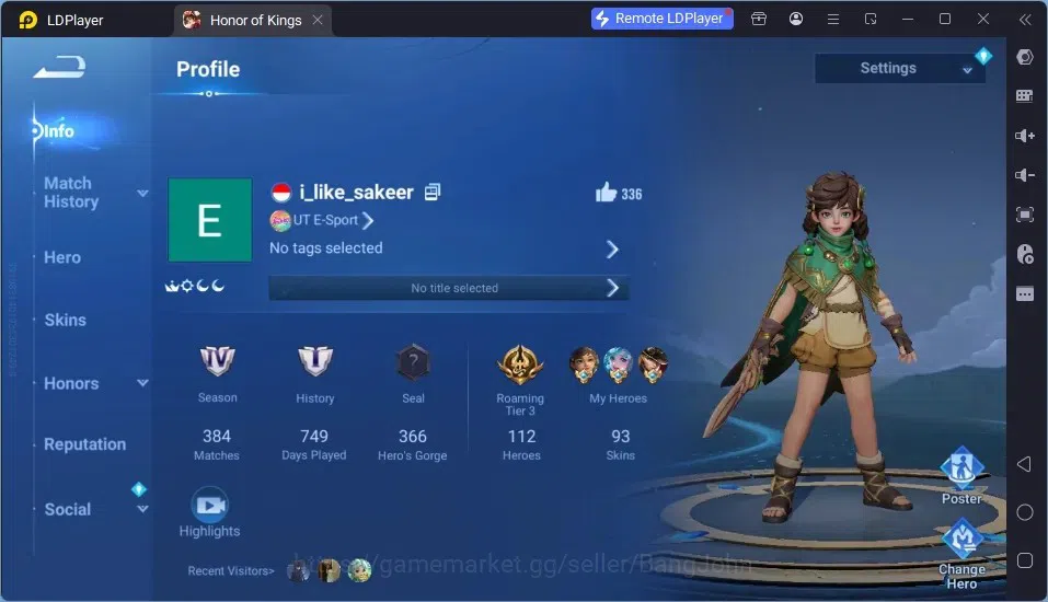 Honor of Kings Accounts Rare Skin Global|112H 93S|2 Legend|Sanxingdui Hou Yi|Bleach Hou Yi|Lny DaQiao|11 Epic|2Wordly|2 1