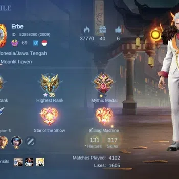 Mobile Legends: Bang Bang Accounts Collector Global|Skin 317|Exalted|Legend Lunox,KOF Karina,Exorcist Yu Zhong,DUCATI