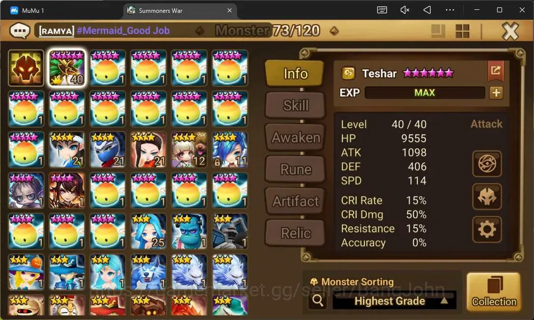 Summoners War: Sky Arena Accounts GLOBAL | NB 5 TESHAR,Starter Gacha 115 12Y+160 11Y image 2