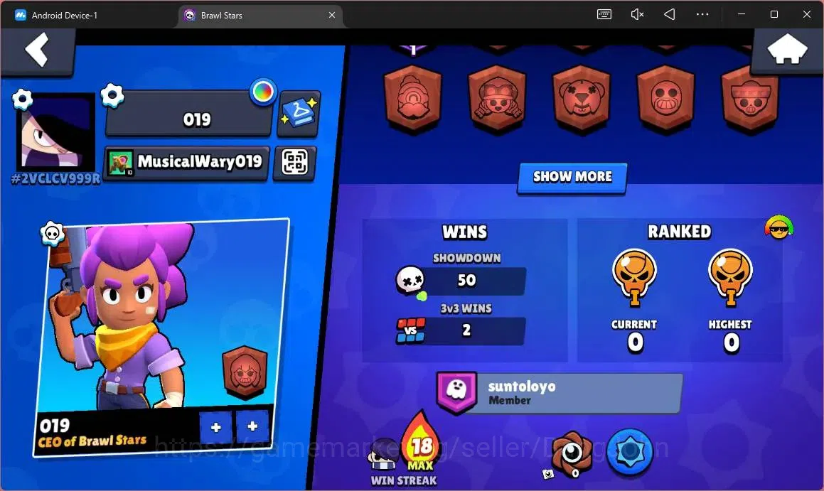 Brawl Stars Accounts Global |1418 Trophy |15 Brawler|1 Lv 11 (Edgar)|Sk image 3