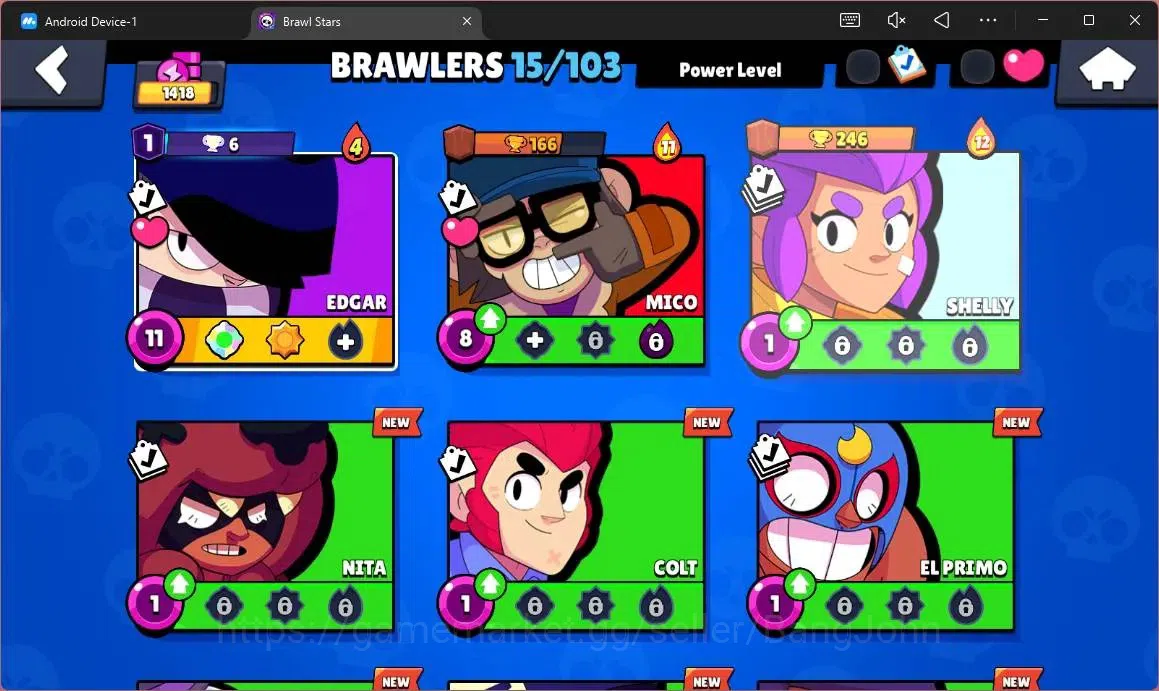 Brawl Stars Accounts Global |1418 Trophy |15 Brawler|1 Lv 11 (Edgar)|Sk image 5
