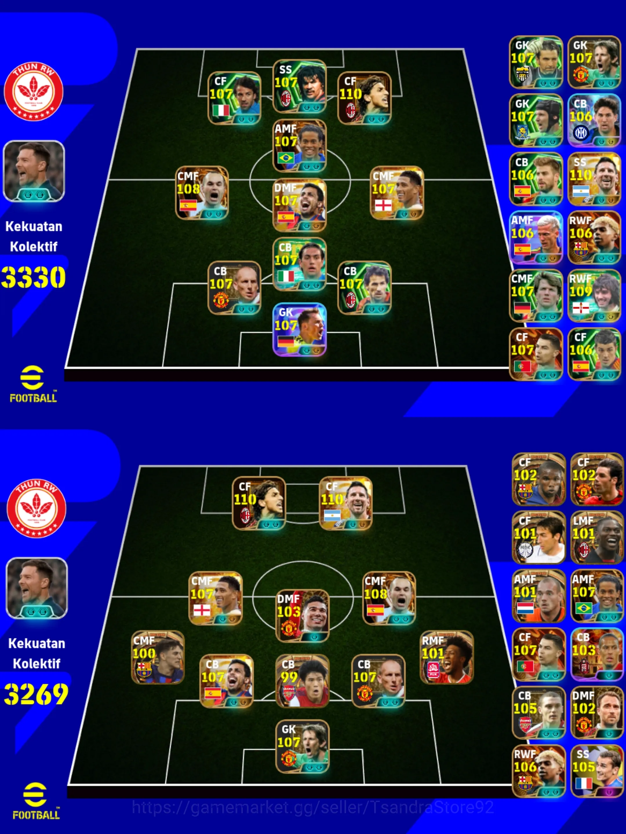 eFootball Accounts High-End 023-IN - OVR 3330 - 22 Manager-Many Paid Player- 22 Big Time - BT Messi X BT Ronaldo -BT 1