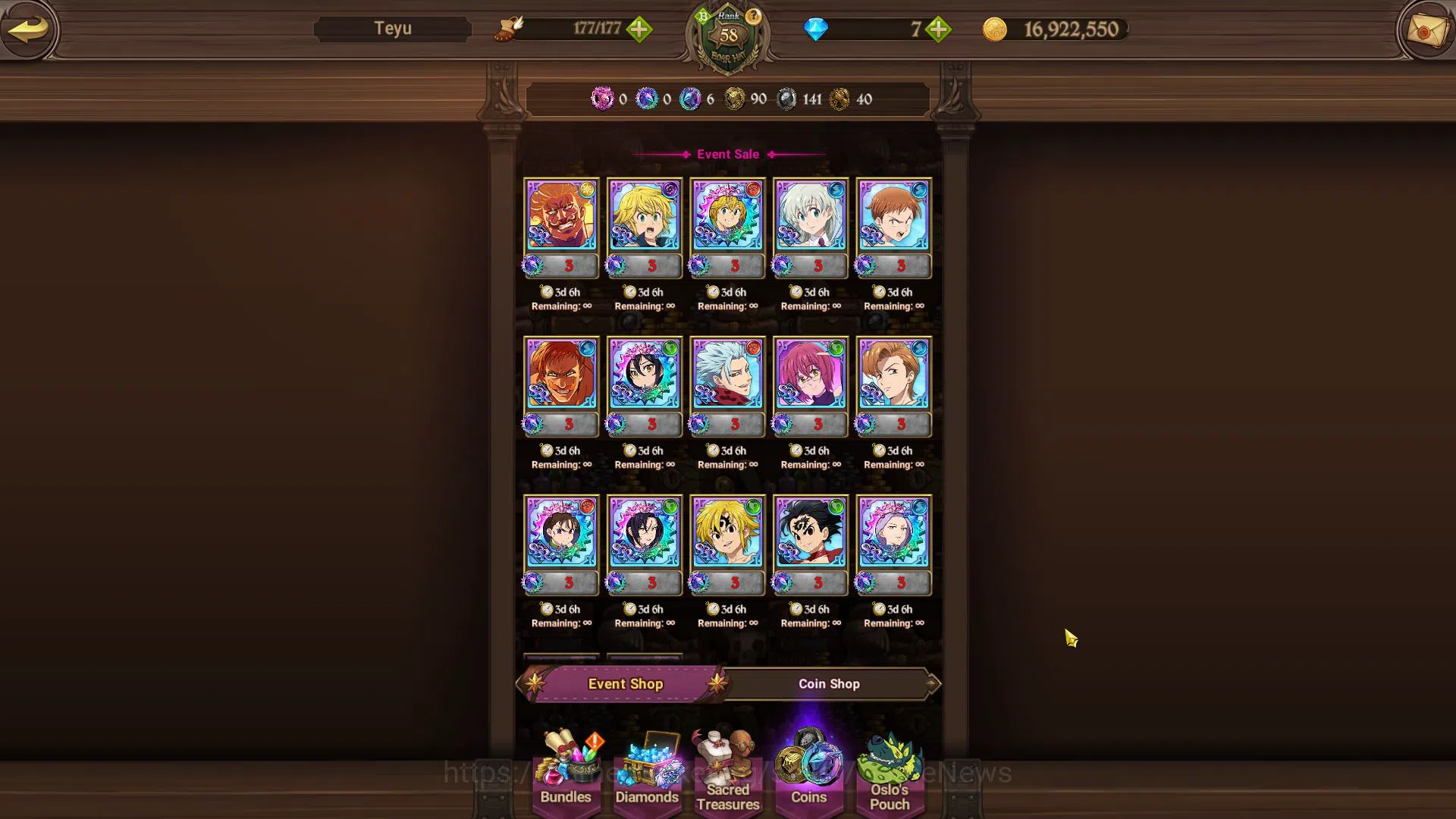 The Seven Deadly Sins: Grand Cross Accounts Global | 1M CC | Starter Ch4 | 5 UR | Salos, Merli image 8