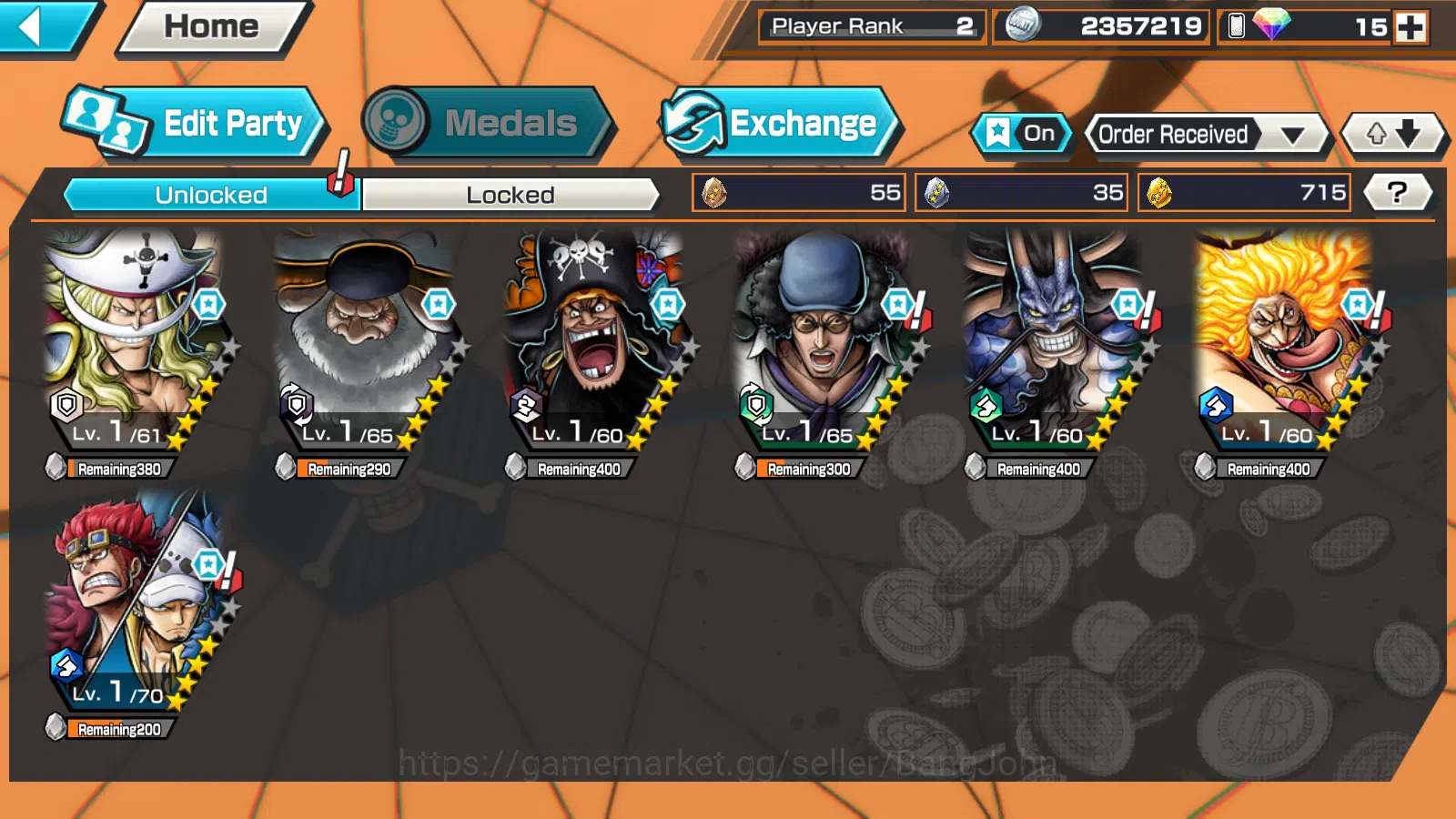 One Piece Bounty Rush Accounts Global | 7EX | 4Emperor teach,the5elder saturn,BB  image 2