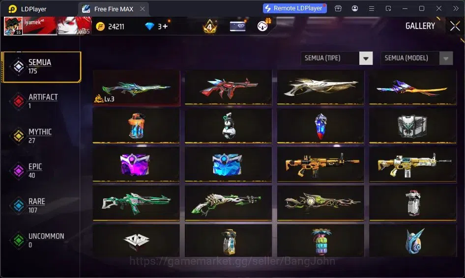 Free Fire Accounts Indonesia | Vault 155 | SG GURUN PASIR | SG LUMUT  image 4