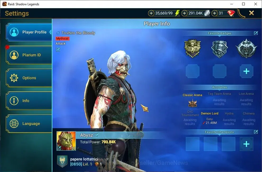 Raid: Shadow Legends Accounts Lv32 793K Power|1 Mythic[Toshiro]+23 Legend(Martyr image 2